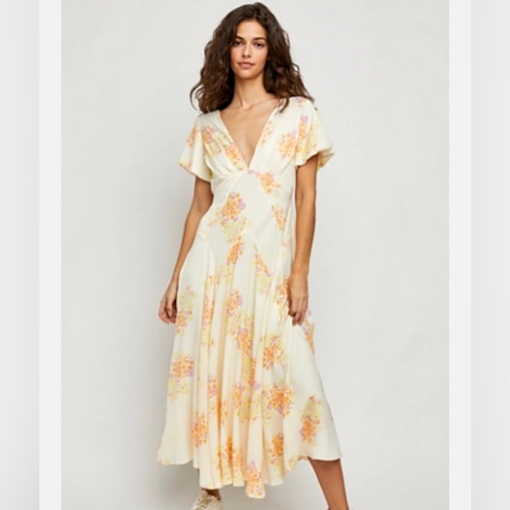 Free People Laura Printed Midi Dress XS